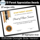10 Editable Parent Appreciation Award Certificates Google 