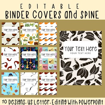 Preview of 10 Editable Pipe Tobacco Binder Covers & Spines, US Letter, PowerPoint