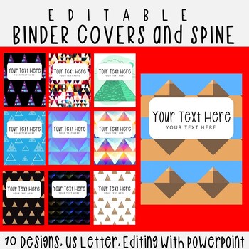 Preview of 10 Editable Pyramids Pattern Binder Covers & Spines, US Letter, PowerPoint