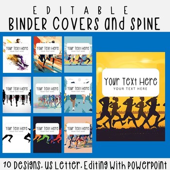 Preview of 10 Editable Running Binder Covers & Spines, US Letter, PowerPoint
