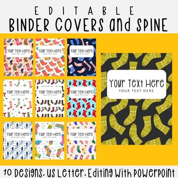 Preview of 10 Editable Socks Pattern Binder Covers & Spines, US Letter, PowerPoint