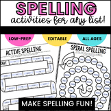 Editable Spelling Activities - Customizable for ANY Word List!