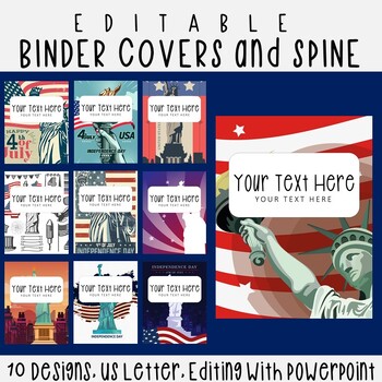 Preview of 10 Editable Statue of Liberty Binder Covers & Spines, US Letter, PowerPoint