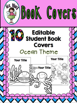 Preview of 10 Editable Student Book Covers {Ocean Theme}