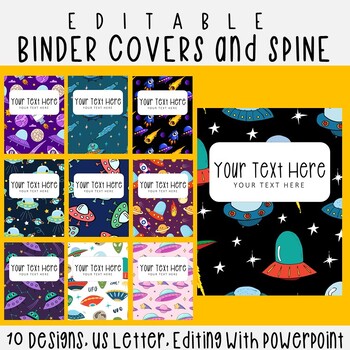 Preview of 10 Editable UFO Pattern Binder Covers & Spines, US Letter, PowerPoint