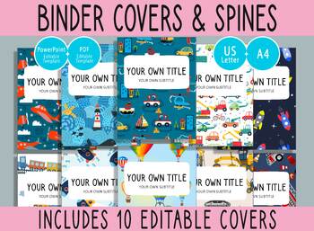 Preview of 10 Editable Vehicle Binder Covers, 1, 1.5, 2" Spines, A4+Letter, PDF+PPTX