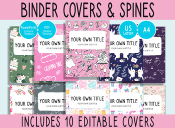 Preview of 10 Editable Wedding Pattern Binder Covers, 1, 1.5, 2"Spines, A4+Letter, PDF+PPTX