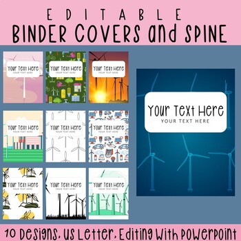 Preview of 10 Editable Wind Turbine Binder Covers & Spines, US Letter, PowerPoint
