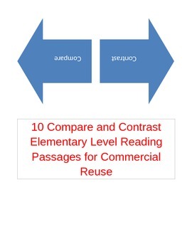 Preview of 10 Elementary Compare and Constrast Reading Passages for Commercial Reuse
