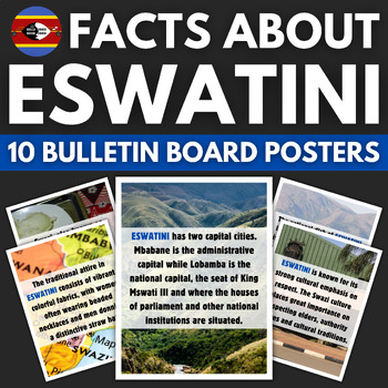 Preview of 10 Eswatini Facts Bulletin Board Posters | Africa Travel Classroom Decor
