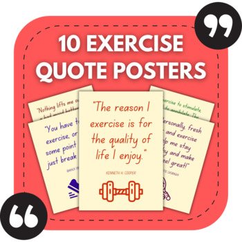 Preview of 10 Exercise Posters | Quotes About Exercise for PE Bulletin Boards