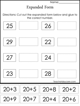 10 expanded form place value worksheets kindergarten 1st grade