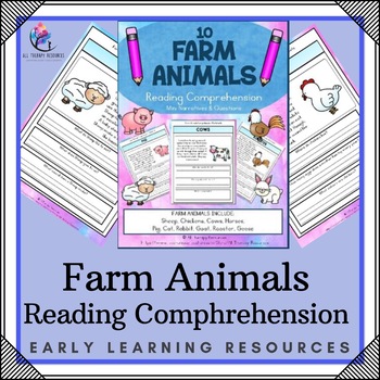 Preview of 10 FARM ANIMALS -  Reading Comprehension Mini Factual Story &  Questions