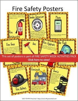 10 FIRE SAFETY POSTERS by RFTS-Preschool-Kindergarten | TpT