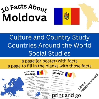 Preview of 10 Facts About Moldova - Moldovan Country & Culture Poster plus Worksheet