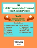 10 Fall and Thanksgiving Word Search Puzzles with Answers Set B