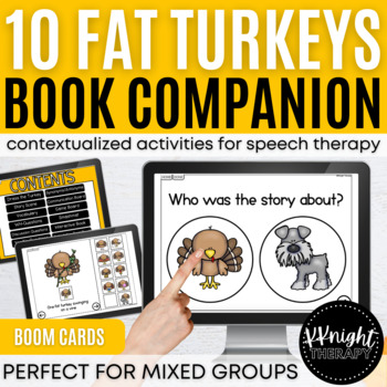 Preview of 10 Fat Turkeys Digital NO PRINT Book Companion | BOOM Cards for Speech Therapy
