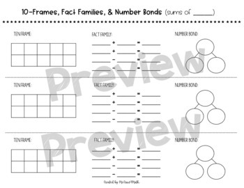 Preview of 10-Frames, Fact Families, and Number Bonds