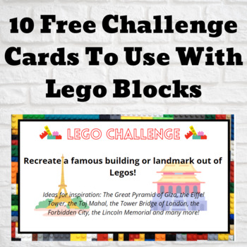 Preview of 10 Free Lego Building Challenge Cards for STEM and STEAM
