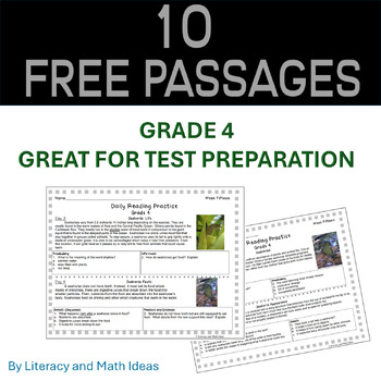 Preview of 10 Free Passages:Grade 4 State Testing Passages (SBAC, IAR, STAAR, NYSED + More)