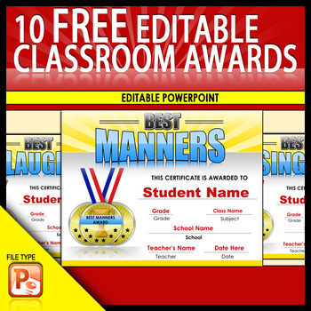 Preview of 10 Free Editable School Awards - End of the Year Awards