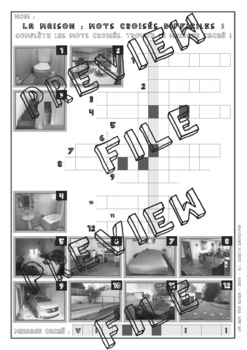 10 French Crossword Puzzles • la maison • Print and Digital • Black and