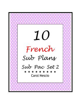 Preview of 10 French Sub Plans ~ Sub Pac Set 2