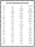 10 Fry Sight Words Quick Reference Charts. 1st Hundred-10t