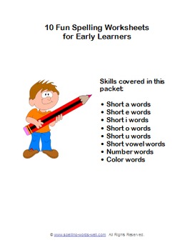 Preview of 10 Fun Spelling Worksheets for Early Learners