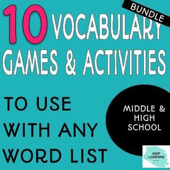 Preview of 10 Fun Vocabulary Games and Activities for your Middle or High School Classrooms