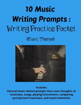 Preview of 10 General Music writing prompts practice sheets class instruments journal