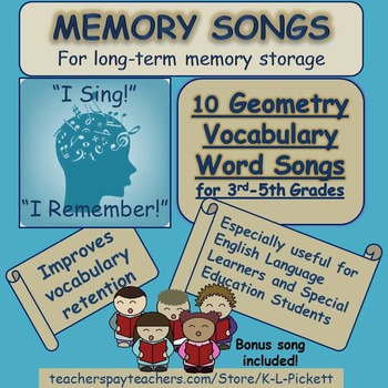 Preview of 10 Geometry Vocabulary Word Songs for Third to Fifth Grades