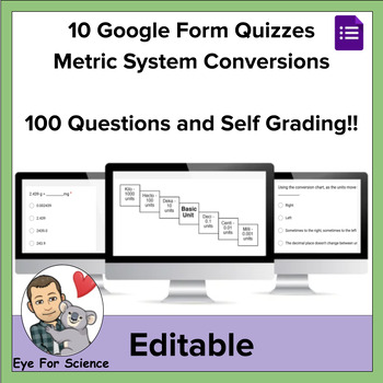 Preview of 10 Google Form Quizzes: Metric System Conversions