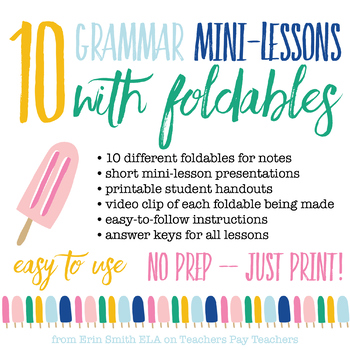 Preview of 10 Grammar Mini-Lessons with Foldables