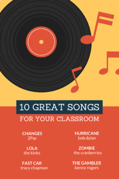 Preview of 10 Great Songs for the Classroom: Tupac, The Cranberries - Guided Song Responses