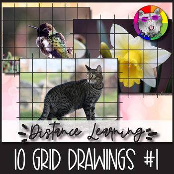 Preview of 10 Grid Draw Art Activities, Grid Drawings of Nature, Set 1