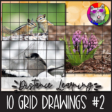 10 Grid Draw Art Activities, Grid Drawings of Nature, Set 2