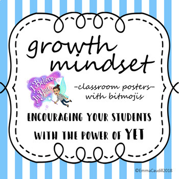 Preview of 20 Growth Mindset Bulletin Board Posters with bitmojis! {customizable}