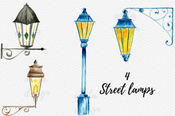Streetlight Clipart Lantern Clipart Digital Citysketch Hand Painted Lantern Watercolor Clipart Hand Painted Image Cityscape Elements