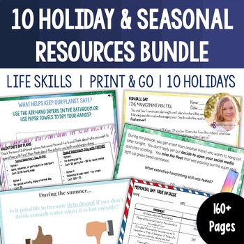 Preview of 10 Holiday & Seasonal Life Skills Activities. High School Transition Special Ed