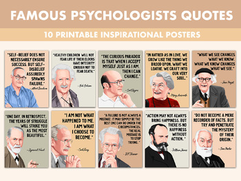 Preview of 10 Iconic Psychologists Quote Posters for Psychology Classroom Boho