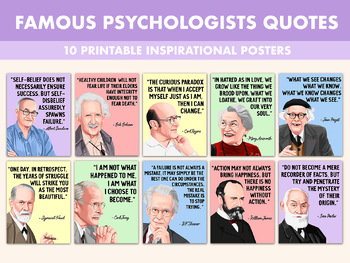 Preview of 10 Iconic Psychologists Quote Posters for Psychology Classroom Pastel