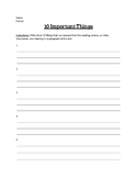 10 Important Things Note-taking Sheet