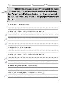 Preview of 10 Inference Passages - Using clues from a text to answer questions