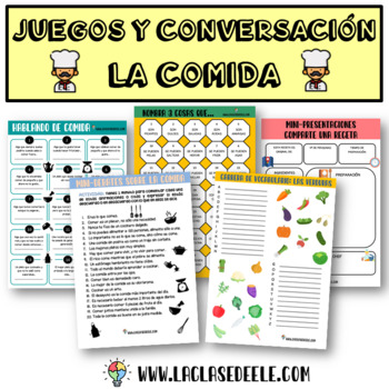Preview of 10 JUEGOS Y ACTIVIDADES DE CONVERSACIÓN Y VOCABULARIO SOBRE LA COMIDA
