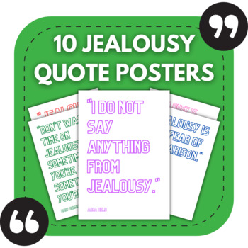 Preview of 10 Jealousy Posters | Quotes for Emotion Themed Bulletin Boards | SEL Decor