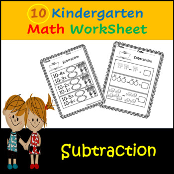 Preview of 10 Kindergarten Math WorkSheet"subtraction"