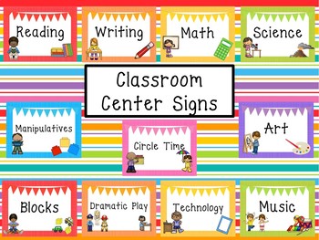 Preview of 11 Large Printable Classroom Center Signs. Class Accessories.