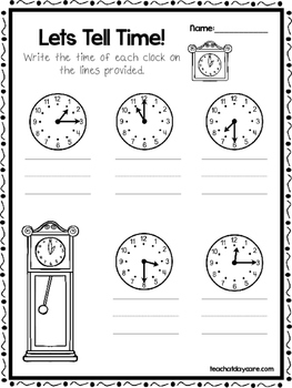 10 let s tell time worksheets write the correct time preschool 1st grade math