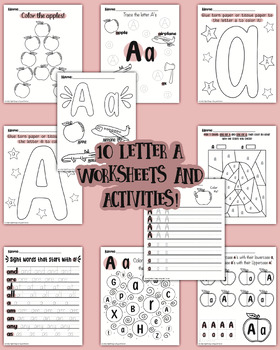 Preview of 10 Letter A Worksheets and Activities